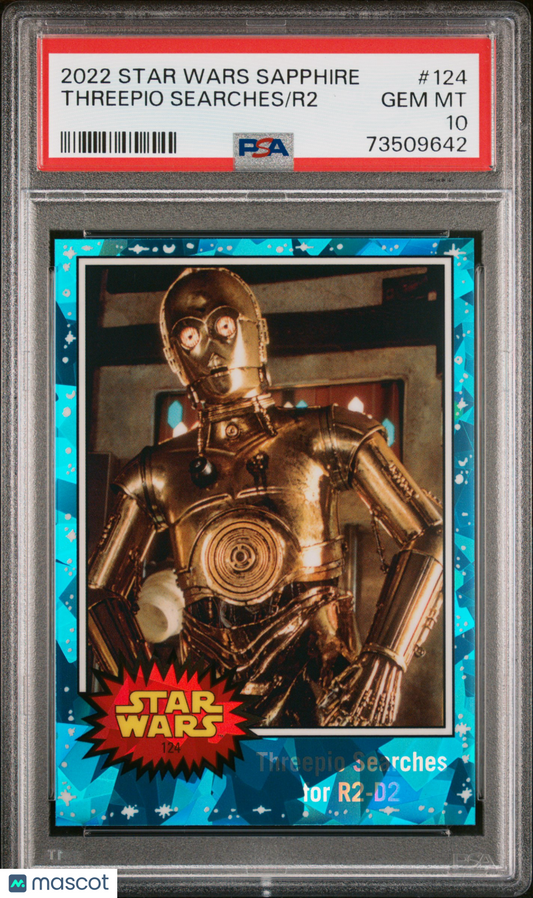 2022 Topps Chrome Sapphire Edition Star Wars R2 Threepio Searches #124 PSA 10