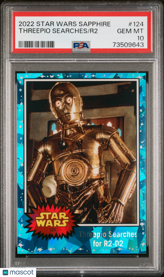 2022 Topps Chrome Sapphire Edition Star Wars R2 Threepio Searches #124 PSA 10
