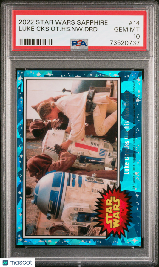 2022 Topps Chrome Sapphire Star Wars Luke CKS. Ot. HS. NW. DRD #14 PSA 10
