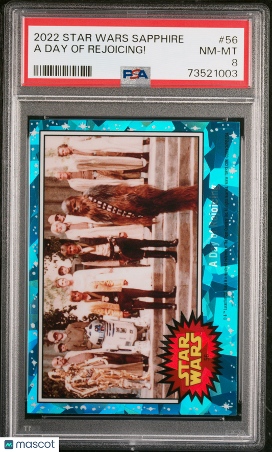 2022 Topps Chrome Sapphire Edition Star Wars A Day Of Rejoicing! #56 PSA 8
