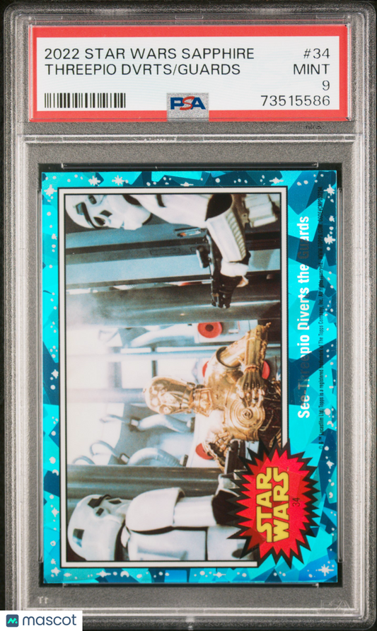 2022 Topps Chrome Sapphire Edition Star Wars Guards Threepio Dvrts #34 PSA 9