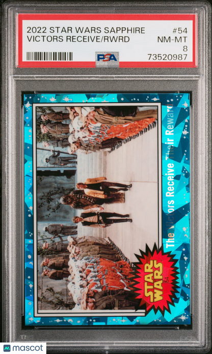 2022 Topps Chrome Sapphire Edition Star Wars Rwrd Victors Receive #54 PSA 8