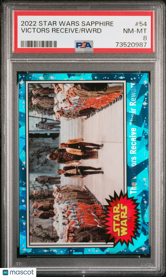 2022 Topps Chrome Sapphire Edition Star Wars Rwrd Victors Receive #54 PSA 8