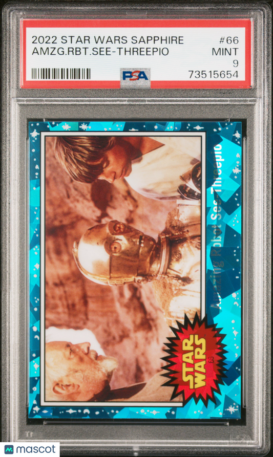 2022 Topps Chrome Sapphire Edition Star Wars Amzg. RBT. See-Threepio #66 PSA 9