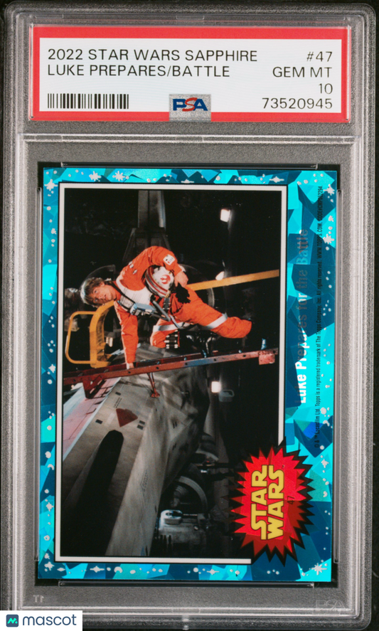 2022 Topps Chrome Sapphire Edition Star Wars Battle Luke Prepares #47 PSA 10
