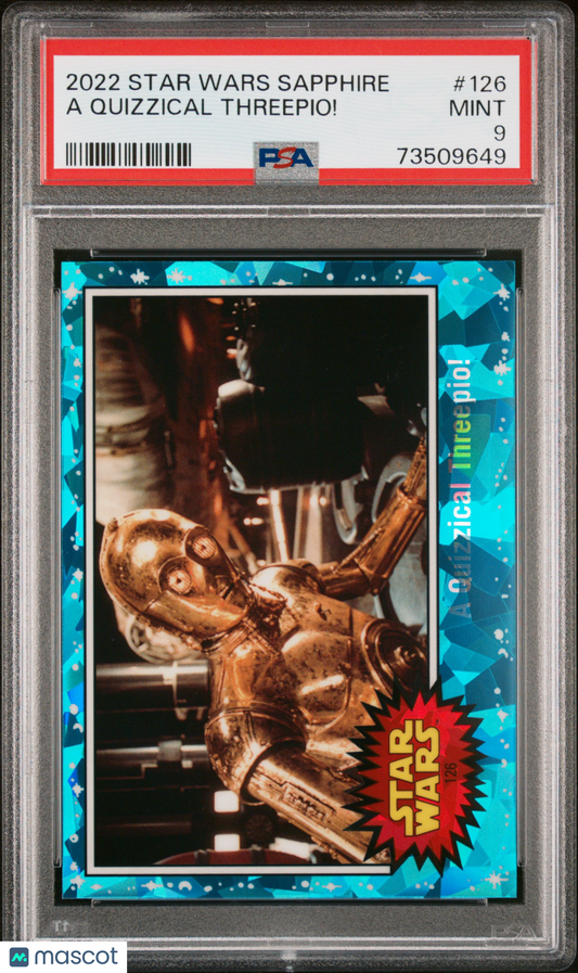 2022 Topps Chrome Sapphire Edition Star Wars A Quizzical Threepio! #126 PSA 9