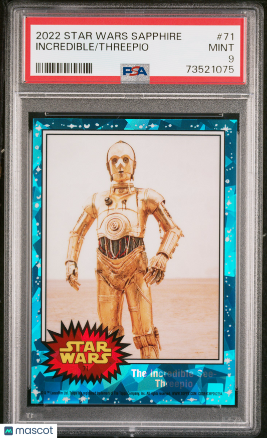 2022 Topps Chrome Sapphire Edition Star Wars Threepio Incredible #71 PSA 9