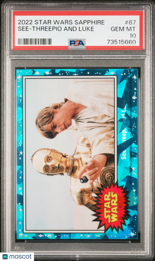 2022 Topps Chrome Sapphire Edition Star Wars See-Threepio And Luke #67 PSA 10