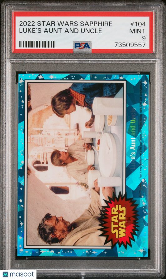 2022 Topps Chrome Sapphire Edition Star Wars Luke’S Aunt And Uncle #104 PSA 9