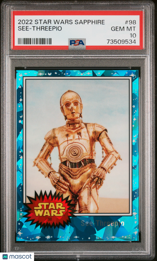 2022 Topps Chrome Sapphire Edition Star Wars See-Threepio #98 PSA 10