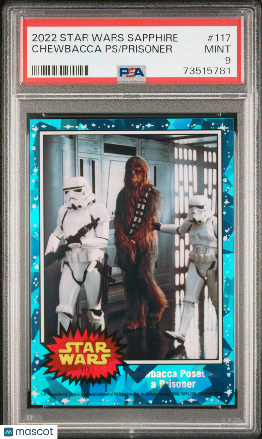 2022 Topps Chrome Sapphire Edition Star Wars Prisoner Chewbacca PS #117 PSA 9