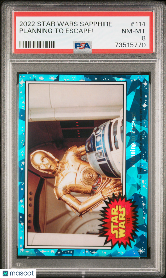 2022 Topps Chrome Sapphire Edition Star Wars Planning To Escape! #114 PSA 8
