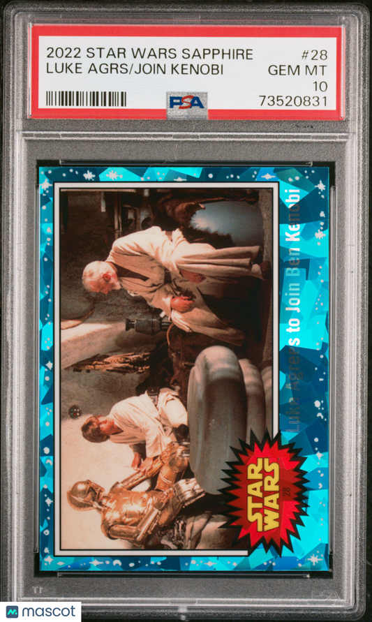 2022 Topps Chrome Sapphire Edition Star Wars Join Kenobi Luke Agrs #28 PSA 10