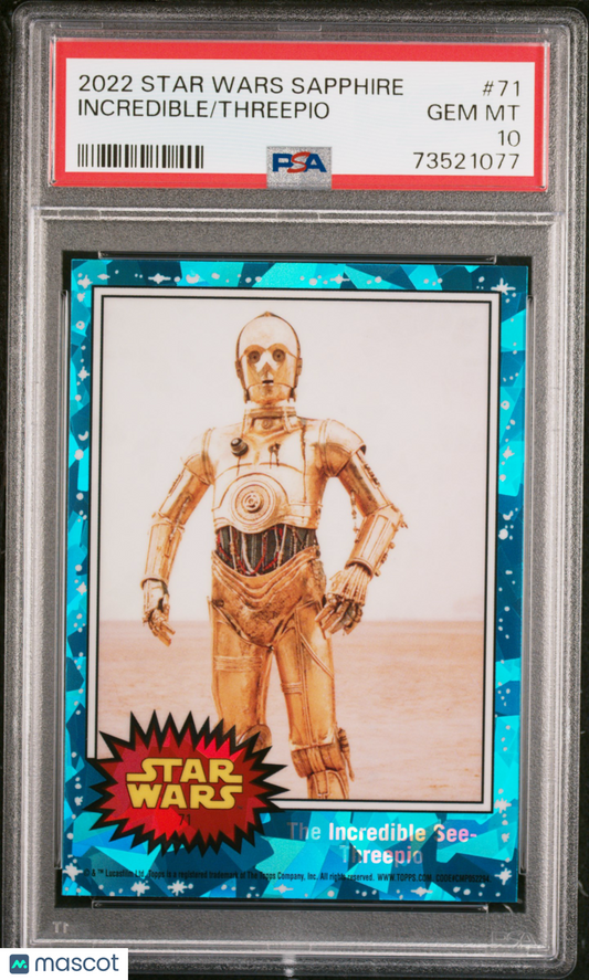 2022 Topps Chrome Sapphire Edition Star Wars Threepio Incredible #71 PSA 10