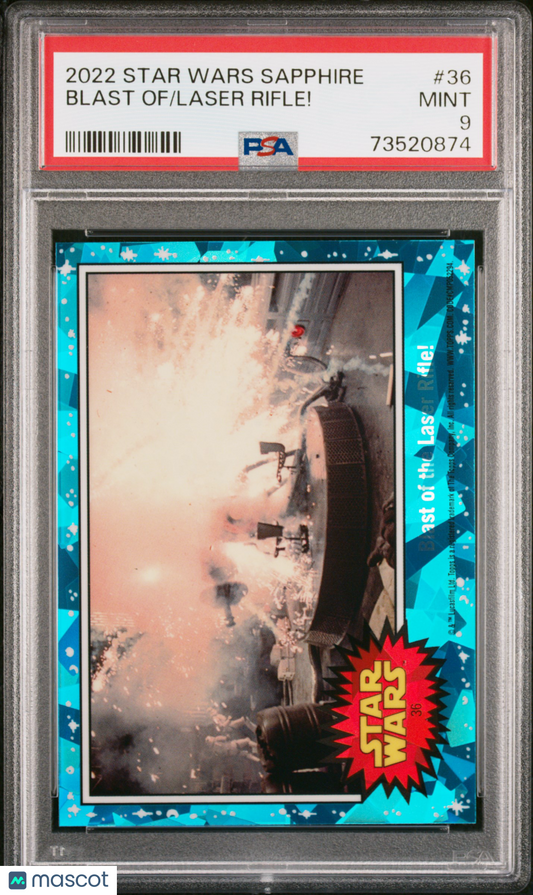 2022 Topps Chrome Sapphire Edition Star Wars Laser Rifle! Blast Of #36 PSA 9