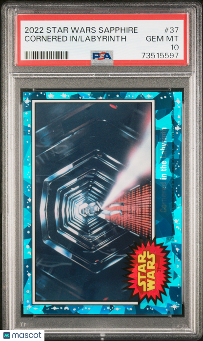 2022 Topps Chrome Sapphire Edition Star Wars Labyrinth Cornered In #37 PSA 10
