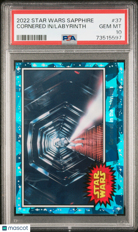 2022 Topps Chrome Sapphire Edition Star Wars Labyrinth Cornered In #37 PSA 10