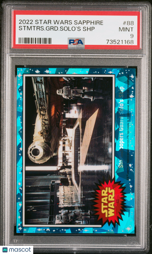 2022 Topps Chrome Sapphire Edition Star Wars Stmtrs. GRD. Solo’S SHP #88 PSA 9