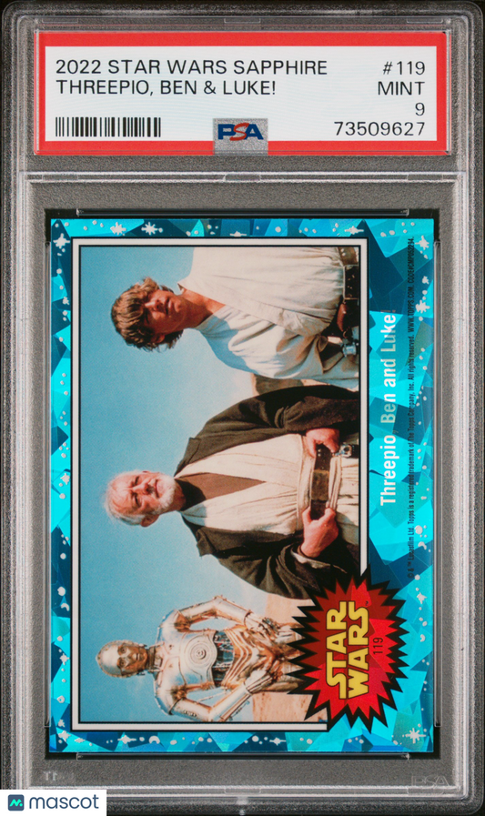 2022 Topps Chrome Sapphire Edition Star Wars Threepio, Ben & Luke! #119 PSA 9