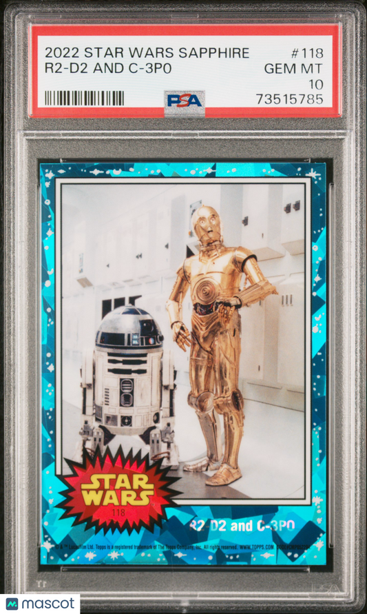 2022 Topps Chrome Sapphire Edition Star Wars R2-D2 And C-3P0 #118 PSA 10