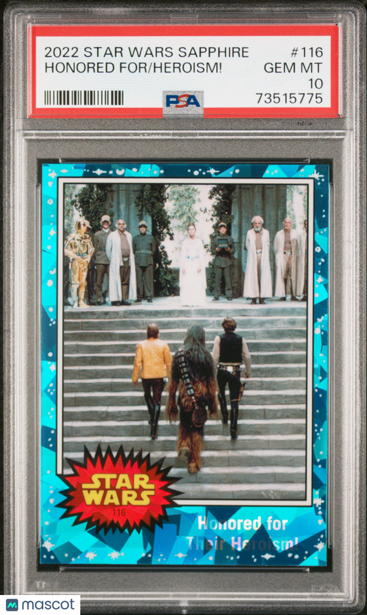 2022 Topps Chrome Sapphire Edition Star Wars Heroism! Honored For #116 PSA 10