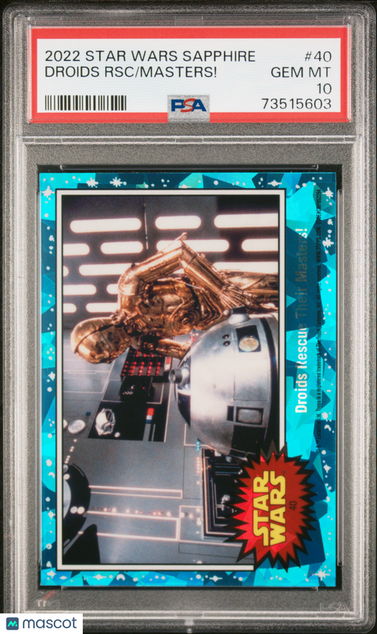 2022 Topps Chrome Sapphire Edition Star Wars Masters! Droids RSC #40 PSA 10