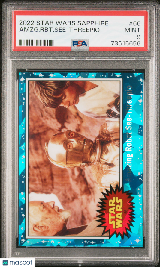 2022 Topps Chrome Sapphire Edition Star Wars Amzg. RBT. See-Threepio #66 PSA 9