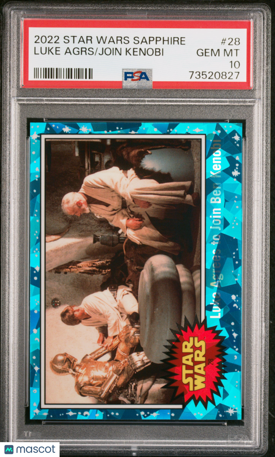 2022 Topps Chrome Sapphire Edition Star Wars Join Kenobi Luke Agrs #28 PSA 10