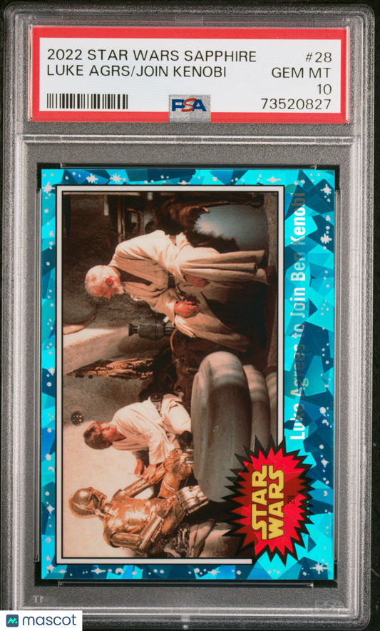 2022 Topps Chrome Sapphire Edition Star Wars Join Kenobi Luke Agrs #28 PSA 10