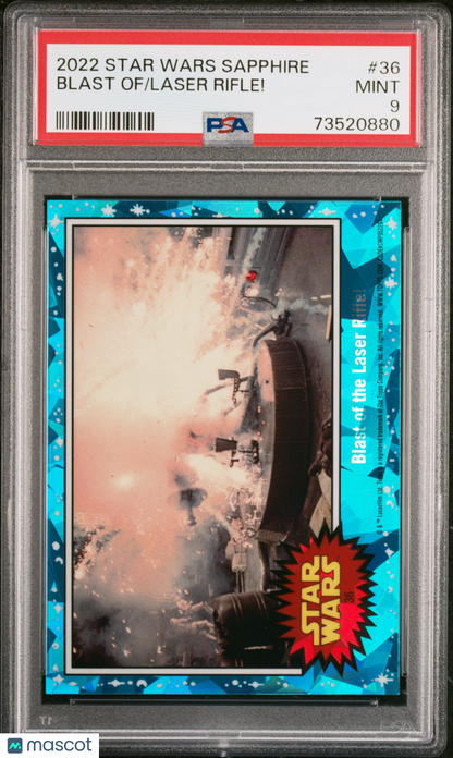 2022 Topps Chrome Sapphire Edition Star Wars Laser Rifle! Blast Of #36 PSA 9