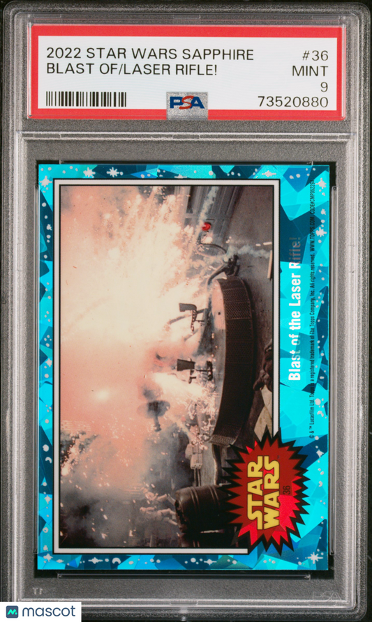 2022 Topps Chrome Sapphire Edition Star Wars Laser Rifle! Blast Of #36 PSA 9