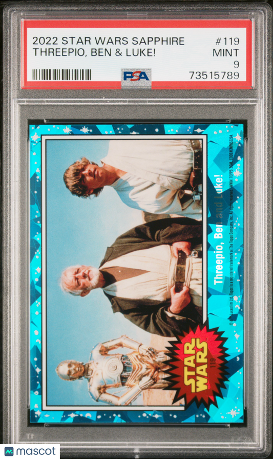 2022 Topps Chrome Sapphire Edition Star Wars Threepio, Ben & Luke! #119 PSA 9