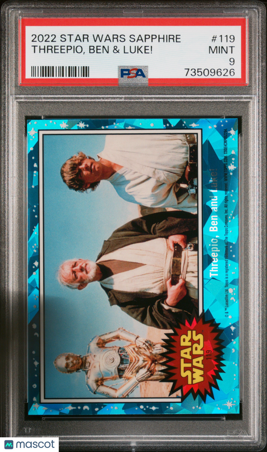 2022 Topps Chrome Sapphire Edition Star Wars Threepio, Ben & Luke! #119 PSA 9