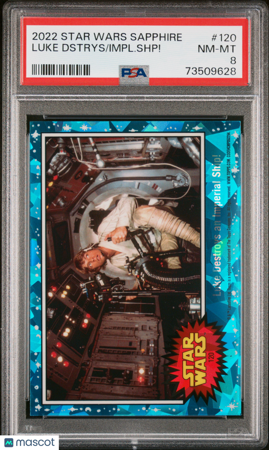 2022 Topps Chrome Sapphire Edition Star Wars Impl. SHP! Luke Dstrys #120 PSA 8