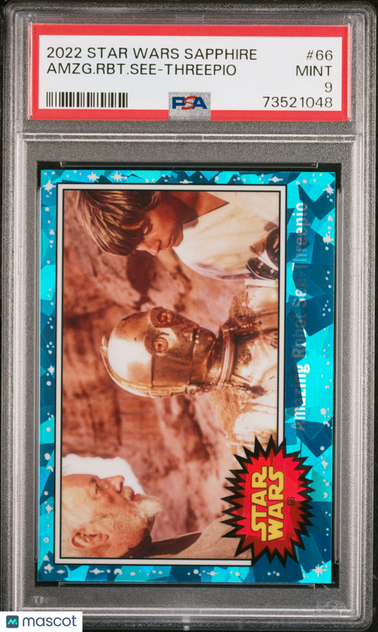 2022 Topps Chrome Sapphire Edition Star Wars Amzg. RBT. See-Threepio #66 PSA 9