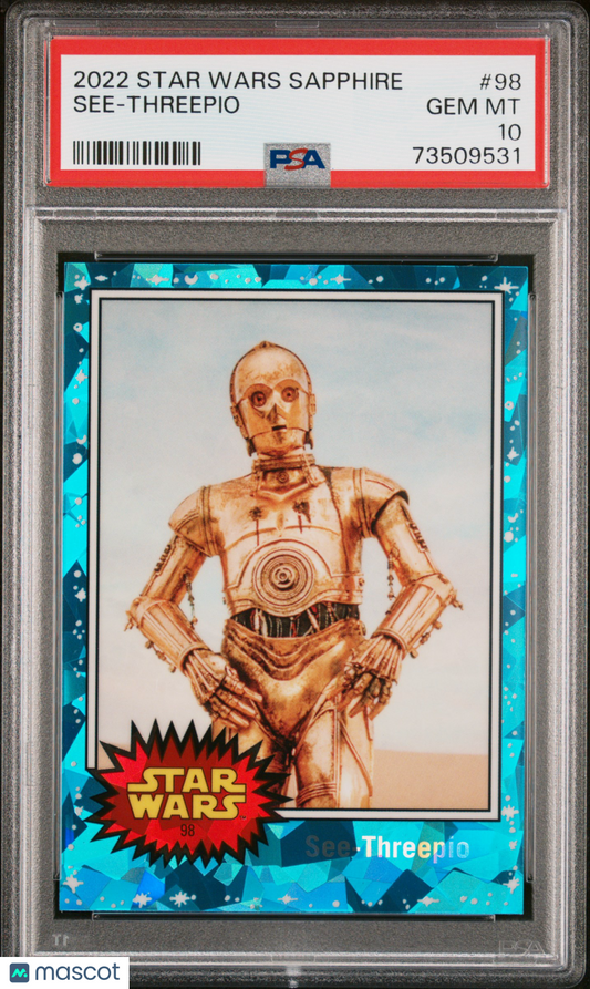 2022 Topps Chrome Sapphire Edition Star Wars See-Threepio #98 PSA 10