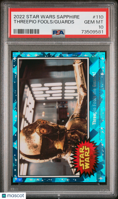 2022 Topps Chrome Sapphire Edition Star Wars Guards Threepio Fools #110 PSA 10