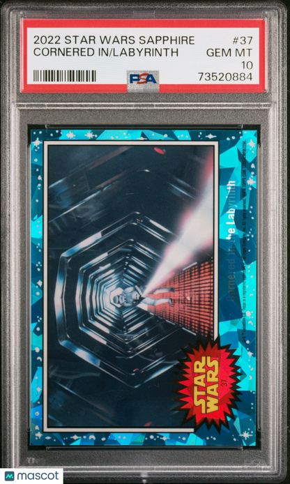 2022 Topps Chrome Sapphire Edition Star Wars Labyrinth Cornered In #37 PSA 10