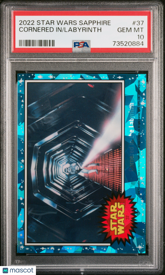 2022 Topps Chrome Sapphire Edition Star Wars Labyrinth Cornered In #37 PSA 10