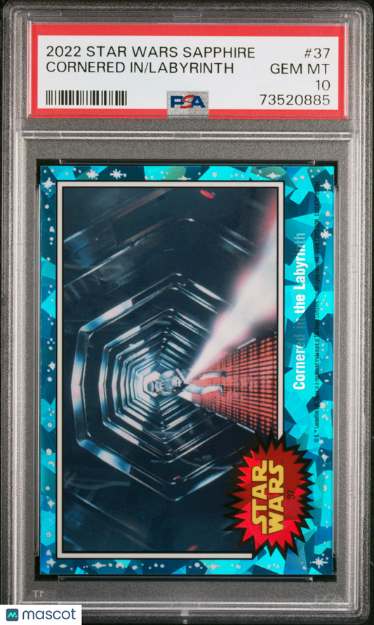 2022 Topps Chrome Sapphire Edition Star Wars Labyrinth Cornered In #37 PSA 10