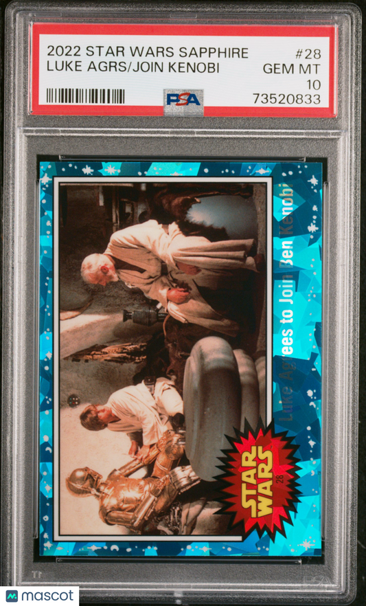 2022 Topps Chrome Sapphire Edition Star Wars Join Kenobi Luke Agrs #28 PSA 10