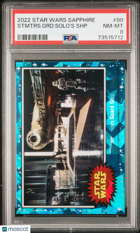 2022 Topps Chrome Sapphire Edition Star Wars Stmtrs. GRD. Solo’S SHP #88 PSA 8