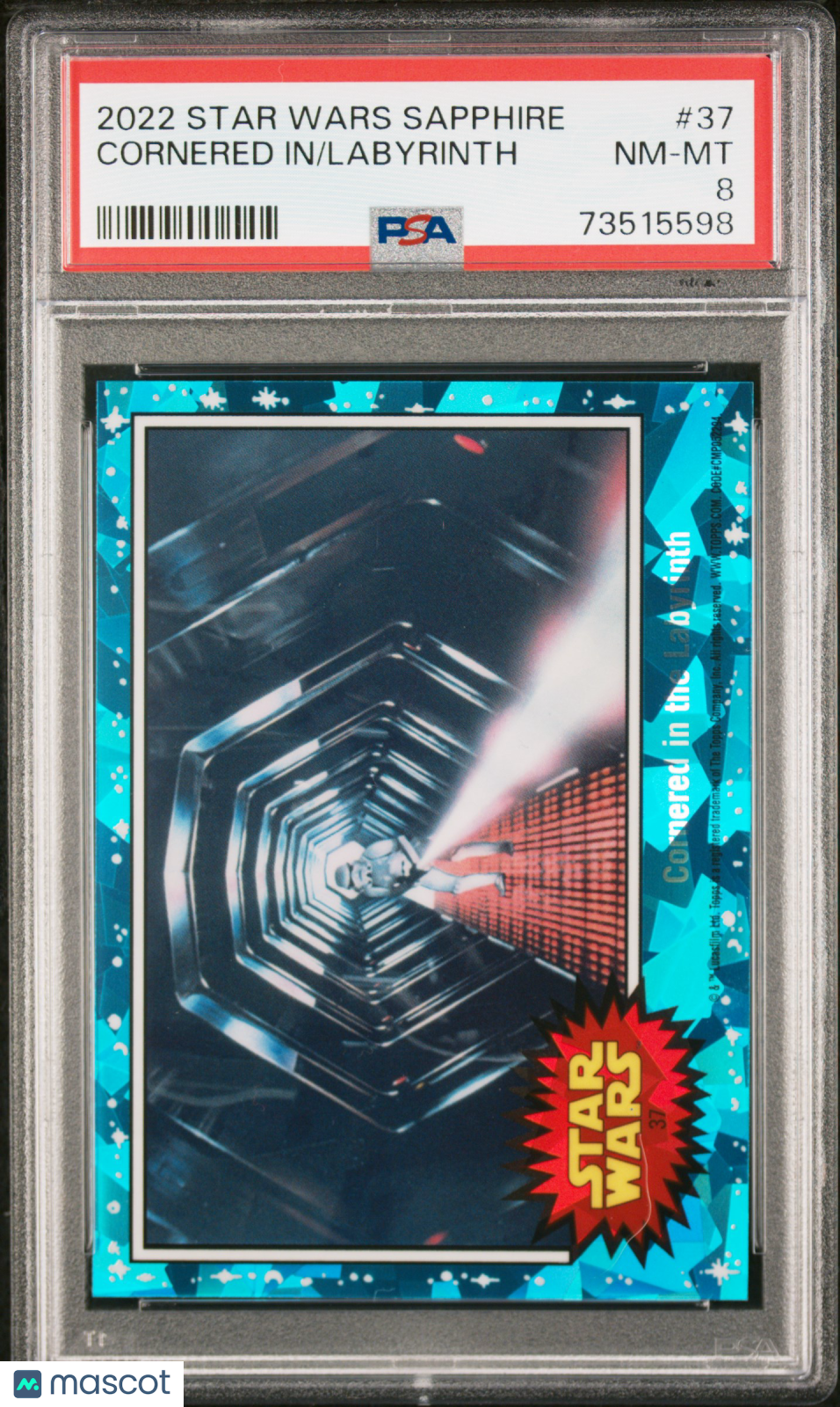 2022 Topps Chrome Sapphire Edition Star Wars Labyrinth Cornered In #37 PSA 8