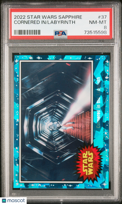 2022 Topps Chrome Sapphire Edition Star Wars Labyrinth Cornered In #37 PSA 8