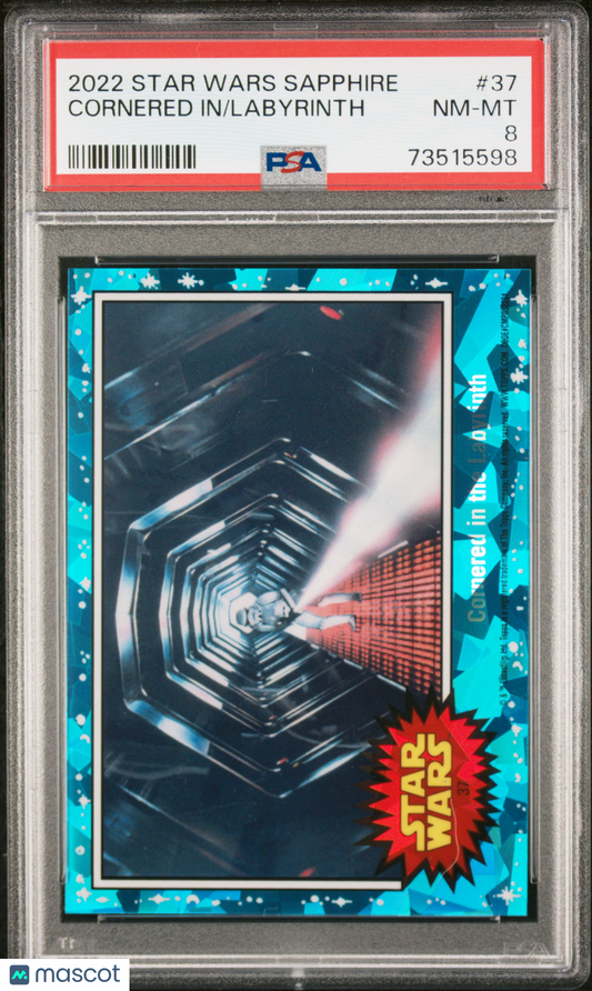 2022 Topps Chrome Sapphire Edition Star Wars Labyrinth Cornered In #37 PSA 8