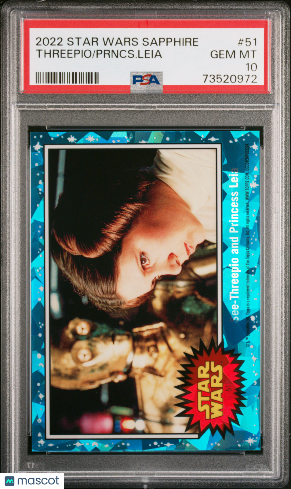 2022 Topps Chrome Sapphire Edition Star Wars Prncs. Leia Threepio #51 PSA 10