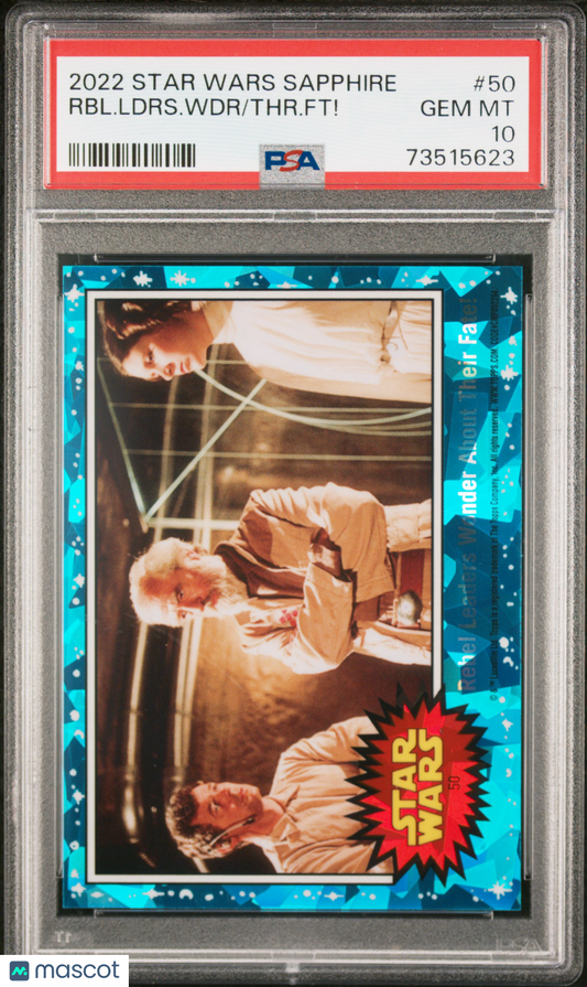 2022 Topps Chrome Sapphire Edition Star Wars THR. FT! RBL. Ldrs. WDR #50 PSA 10
