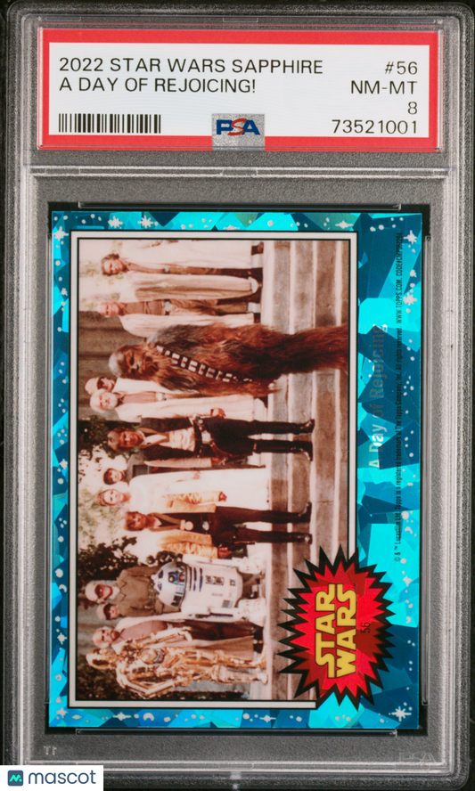 2022 Topps Chrome Sapphire Edition Star Wars A Day Of Rejoicing! #56 PSA 8