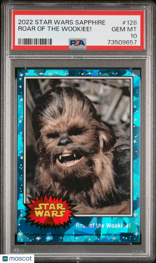 2022 Topps Chrome Sapphire Edition Star Wars Roar Of The Wookiee! #128 PSA 10