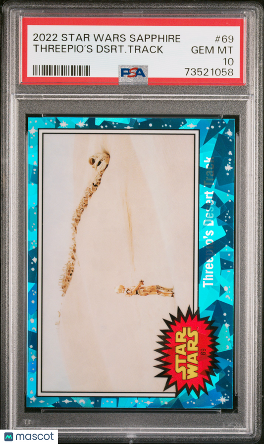 2022 Topps Chrome Sapphire Edition Star Wars Threepio’S Dsrt. Track #69 PSA 10